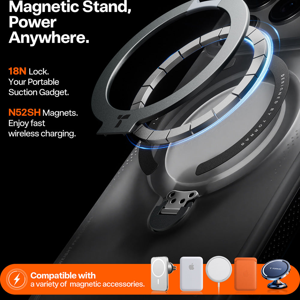 Hülle für Apple iPhone 17 Pro, Torras, Ostand Spin Air, Grau