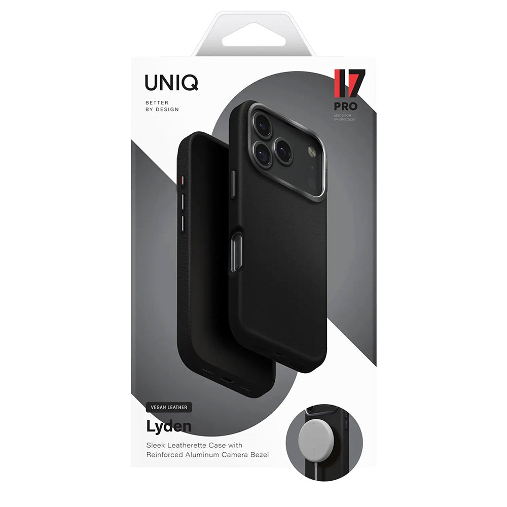 Étui pour Apple iPhone 17 Pro, UNIQ, Lyden Leatherette, Bleu Noir