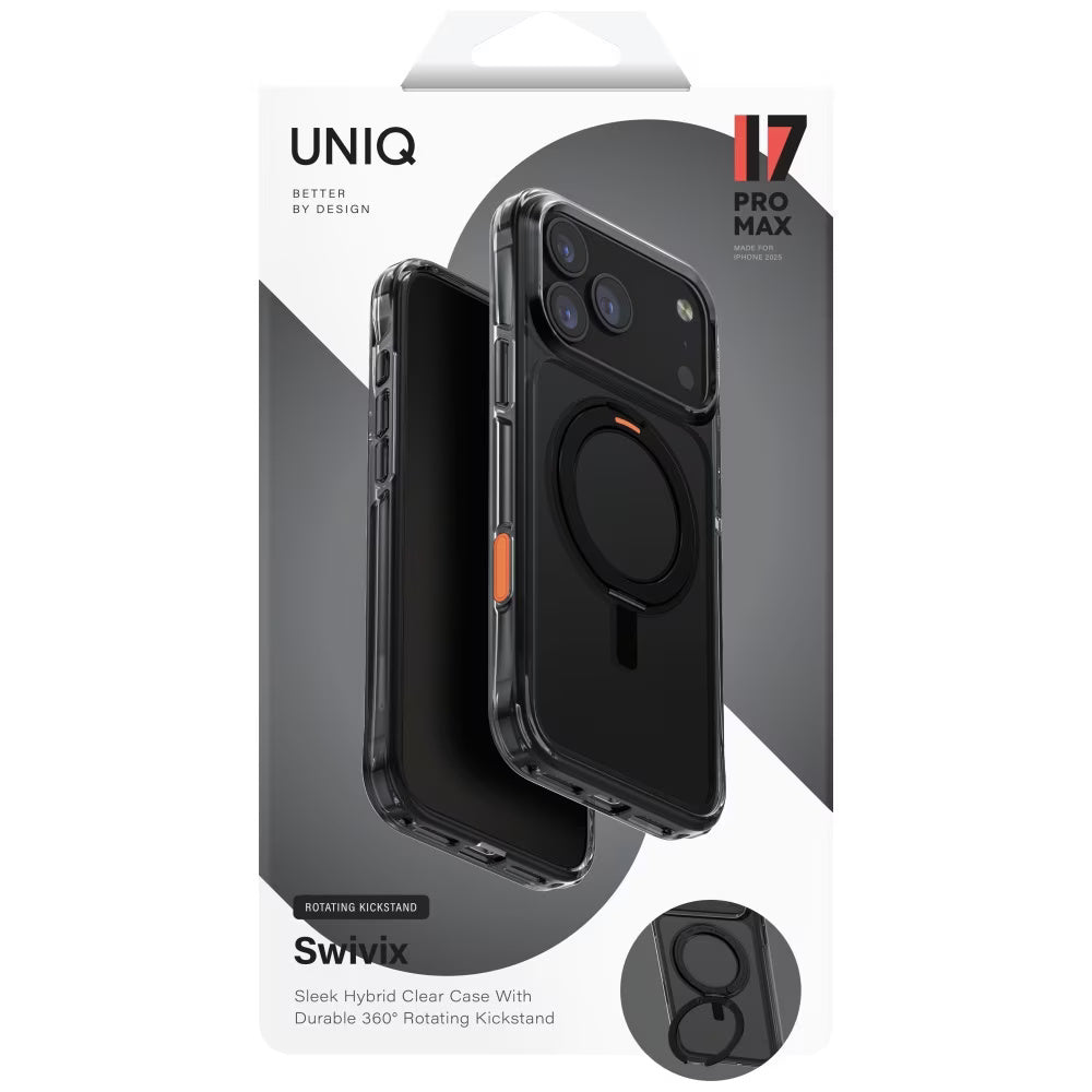Étui pour Apple iPhone 17 Pro, UNIQ, Swivix, Noir