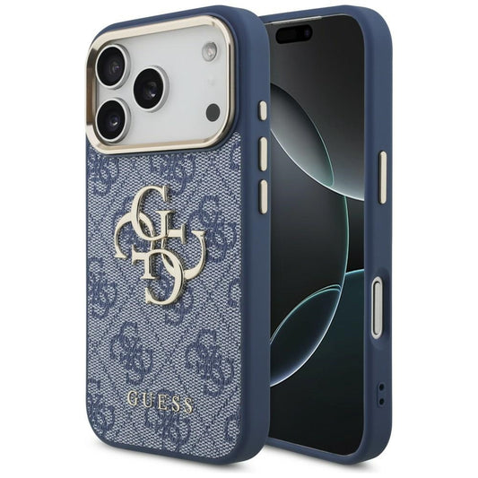 Coque pour Apple iPhone 18 Pro / 17 Pro, Guess, 4G Big Classic Logo, Bleue