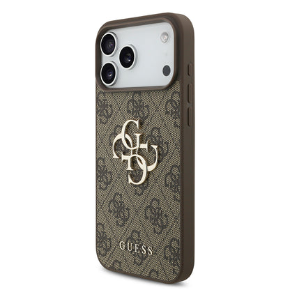Coque pour Apple iPhone 18 Pro / 17 Pro, Guess, 4G Big Logo, Marron