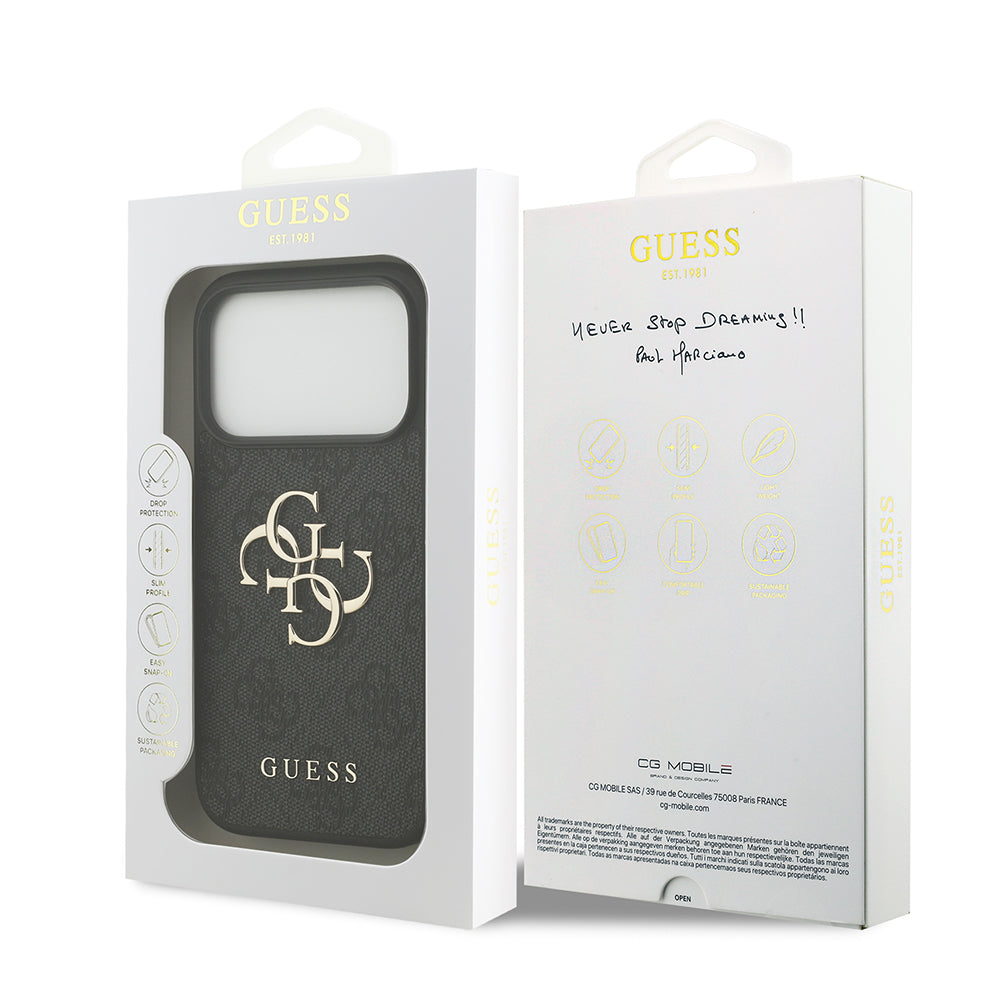 Coque pour Apple iPhone 18 Pro / 17 Pro, Guess, 4G Big Logo, Noire
