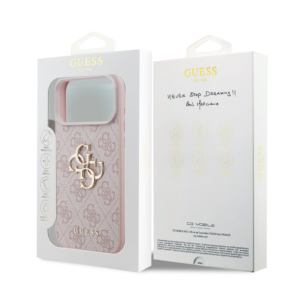 Coque pour Apple iPhone 18 Pro / 17 Pro, Guess, 4G Big Logo, Rose