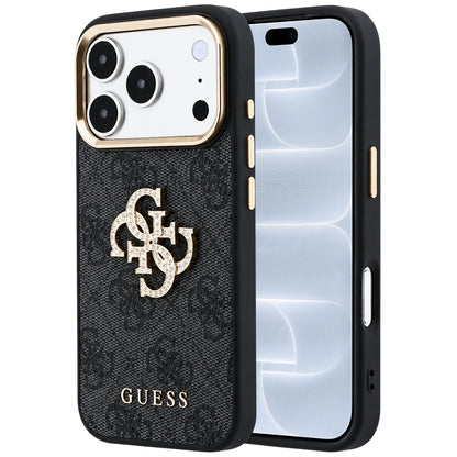 Hülle für Apple iPhone 18 Pro / 17 Pro, Guess, 4G Big Strass Logo, Schwarz