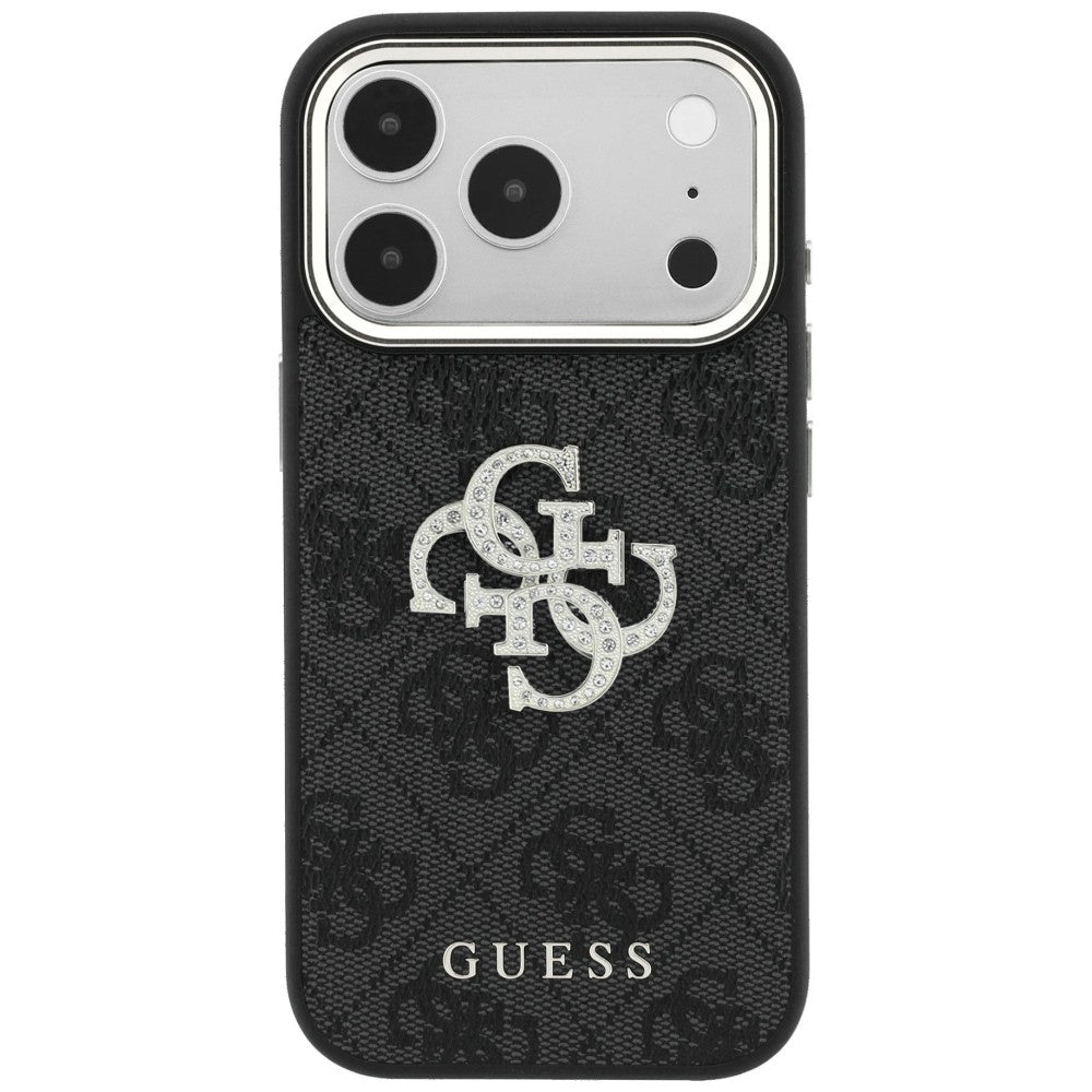 Hülle für Apple iPhone 18 Pro / 17 Pro, Guess, 4G Big Strass Logo, Schwarz