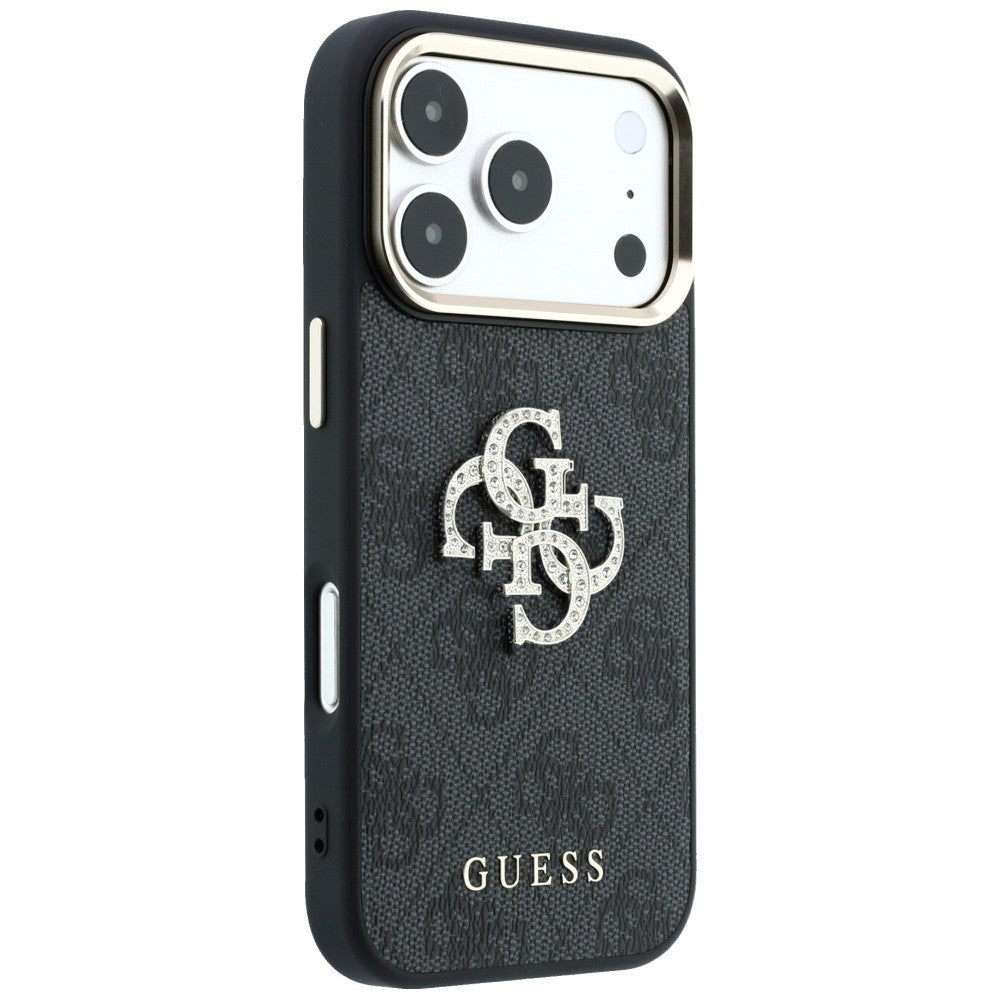 Hülle für Apple iPhone 18 Pro / 17 Pro, Guess, 4G Big Strass Logo, Schwarz