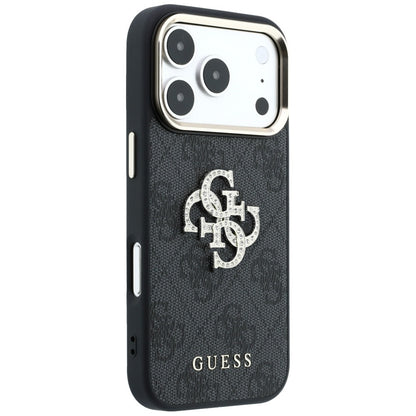 Hülle für Apple iPhone 18 Pro / 17 Pro, Guess, 4G Big Strass Logo, Schwarz