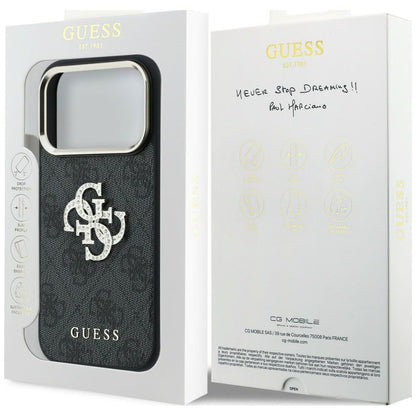 Hülle für Apple iPhone 18 Pro / 17 Pro, Guess, 4G Big Strass Logo, Schwarz