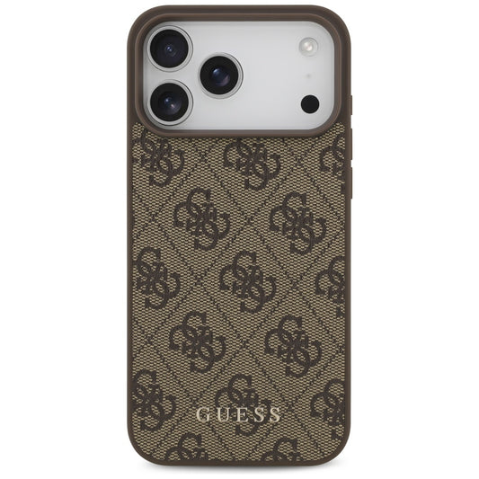 Coque pour Apple iPhone 18 Pro / 17 Pro, Guess, Logo Classique 4G, Marron