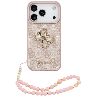 Hoes voor Apple iPhone 18 Pro / 17 Pro, Guess, 4G Classic Logo met Band, Roze