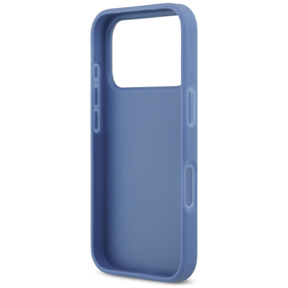 Coque pour Apple iPhone 18 Pro / 17 Pro, Guess, 4G Double Card Triangle, bleue