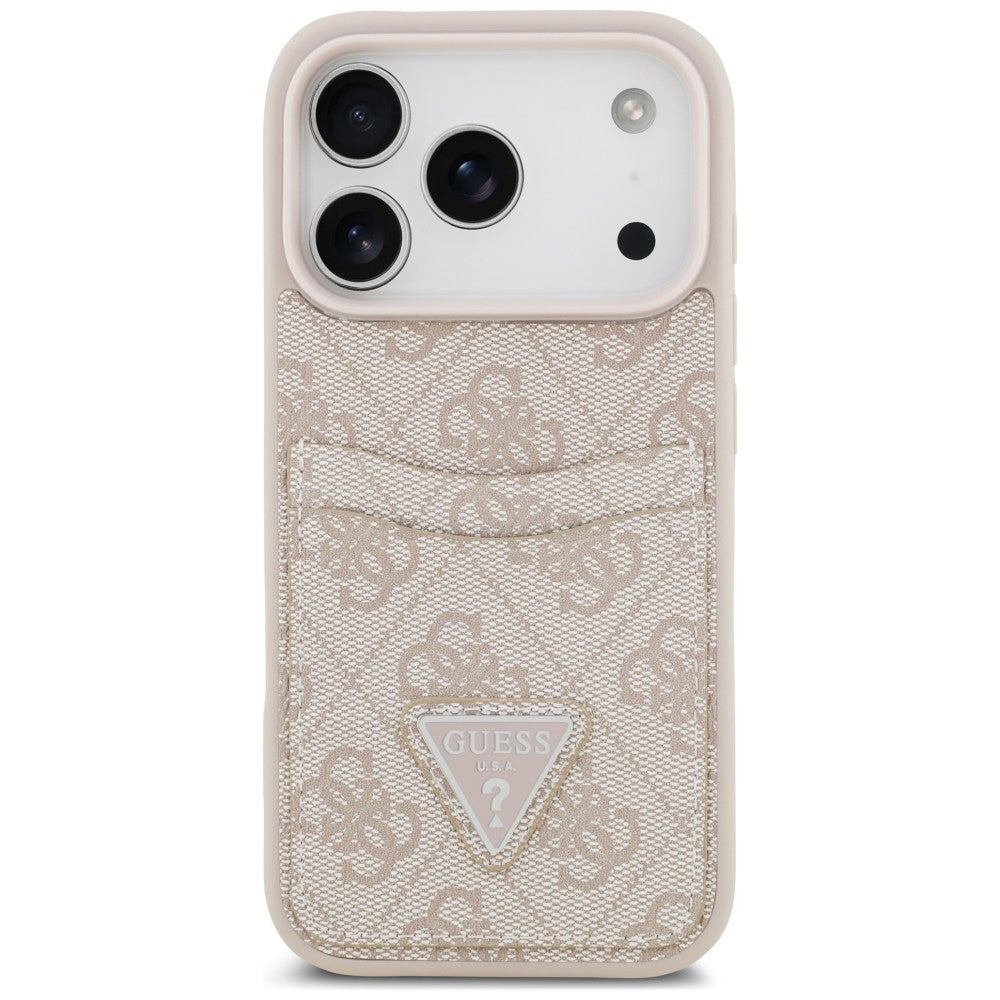 Coque pour Apple iPhone 18 Pro / 17 Pro, Guess, 4G Double Card Triangle, rose