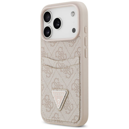 Coque pour Apple iPhone 18 Pro / 17 Pro, Guess, 4G Double Card Triangle, rose