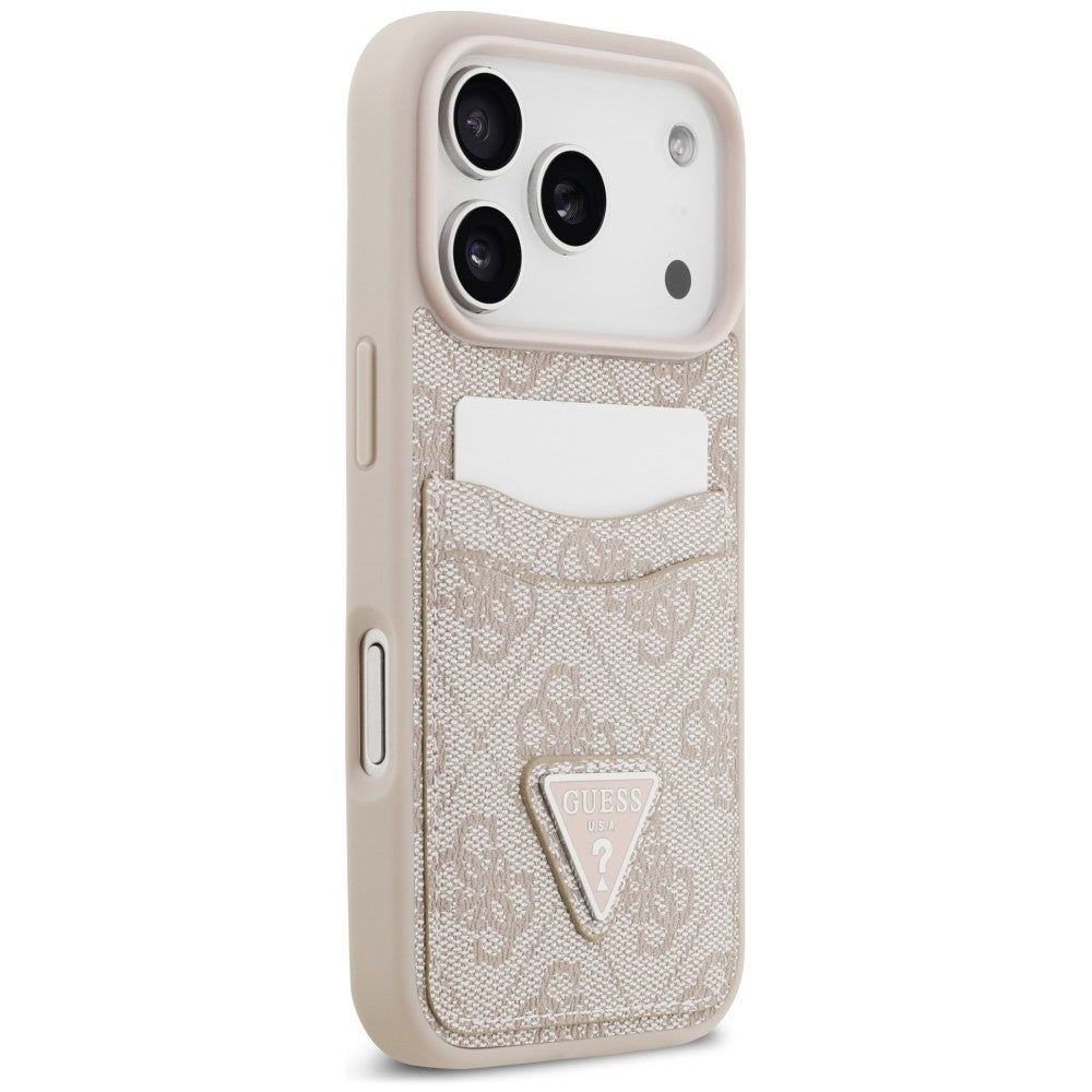 Coque pour Apple iPhone 18 Pro / 17 Pro, Guess, 4G Double Card Triangle, rose