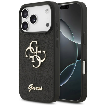 Hülle für Apple iPhone 18 Pro / 17 Pro, Guess, Fixed Glitter Big 4G, Schwarz