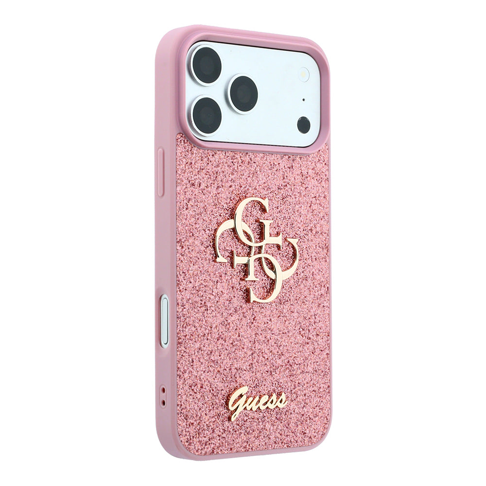 Hoes voor Apple iPhone 18 Pro / 17 Pro, Guess, Fixed Glitter Big 4G, Roze