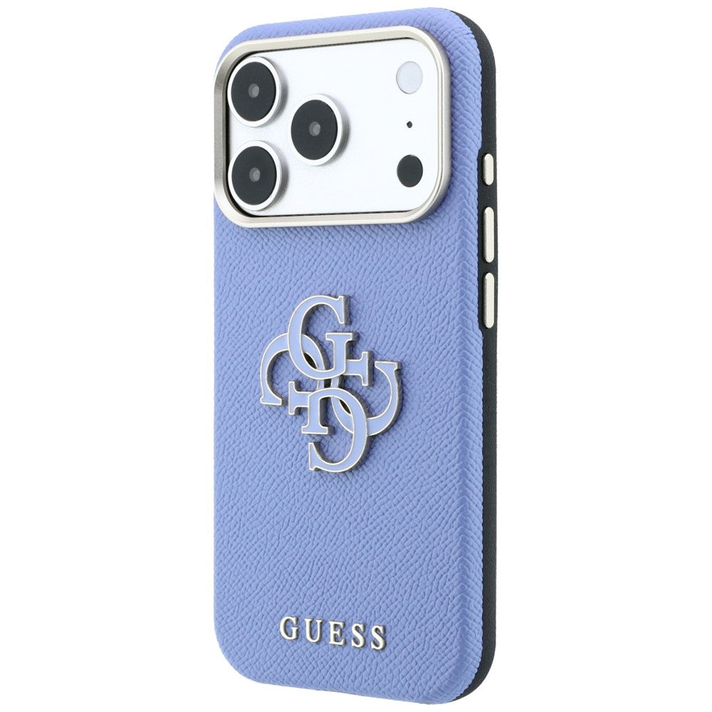 Hoes voor Apple iPhone 18 Pro / 17 Pro, Guess, Gegranuleerd Groot Resin Logo, Blauw