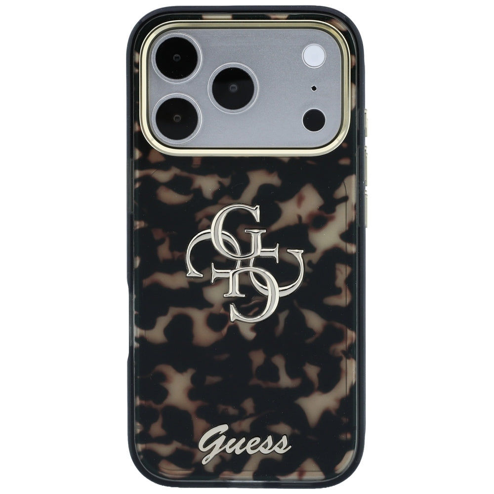 Hülle für Apple iPhone 18 Pro / 17 Pro, Guess, IML 4G Metal Script, Braun