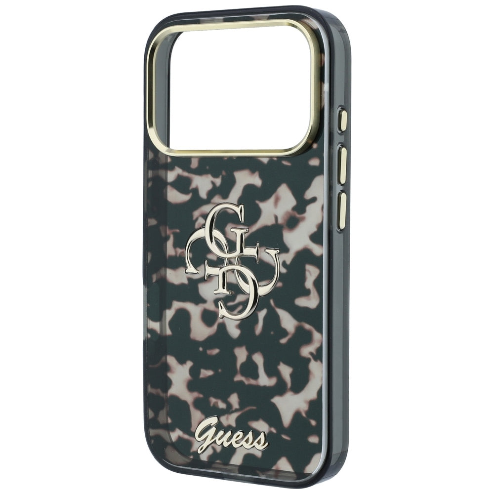 Hülle für Apple iPhone 18 Pro / 17 Pro, Guess, IML 4G Metal Script, Braun