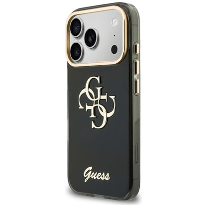Hülle für Apple iPhone 18 Pro / 17 Pro, Guess, IML 4G Metal Script, Schwarz