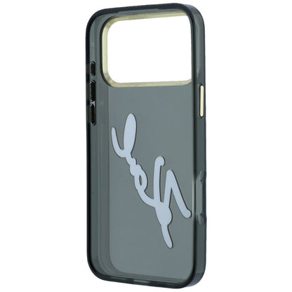 Hülle für Apple iPhone 18 Pro / 17 Pro, Karl Lagerfeld, IML Big Signature Resin Logo und Metallrahmen, Schwarz