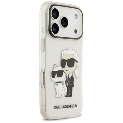 Coque pour Apple iPhone 18 Pro / 17 Pro, Karl Lagerfeld, IML Glitter Karl and Choupette NFT, transparente
