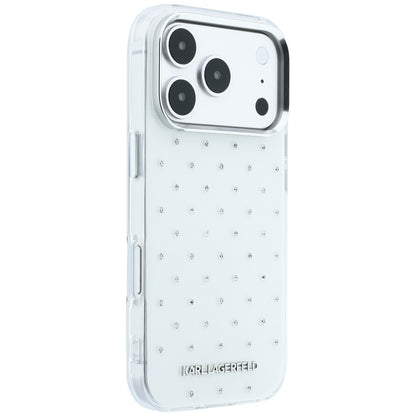 Case for Apple iPhone 18 Pro / 17 Pro, Karl Lagerfeld, IML Rhinestones and Electroplated Logo, White