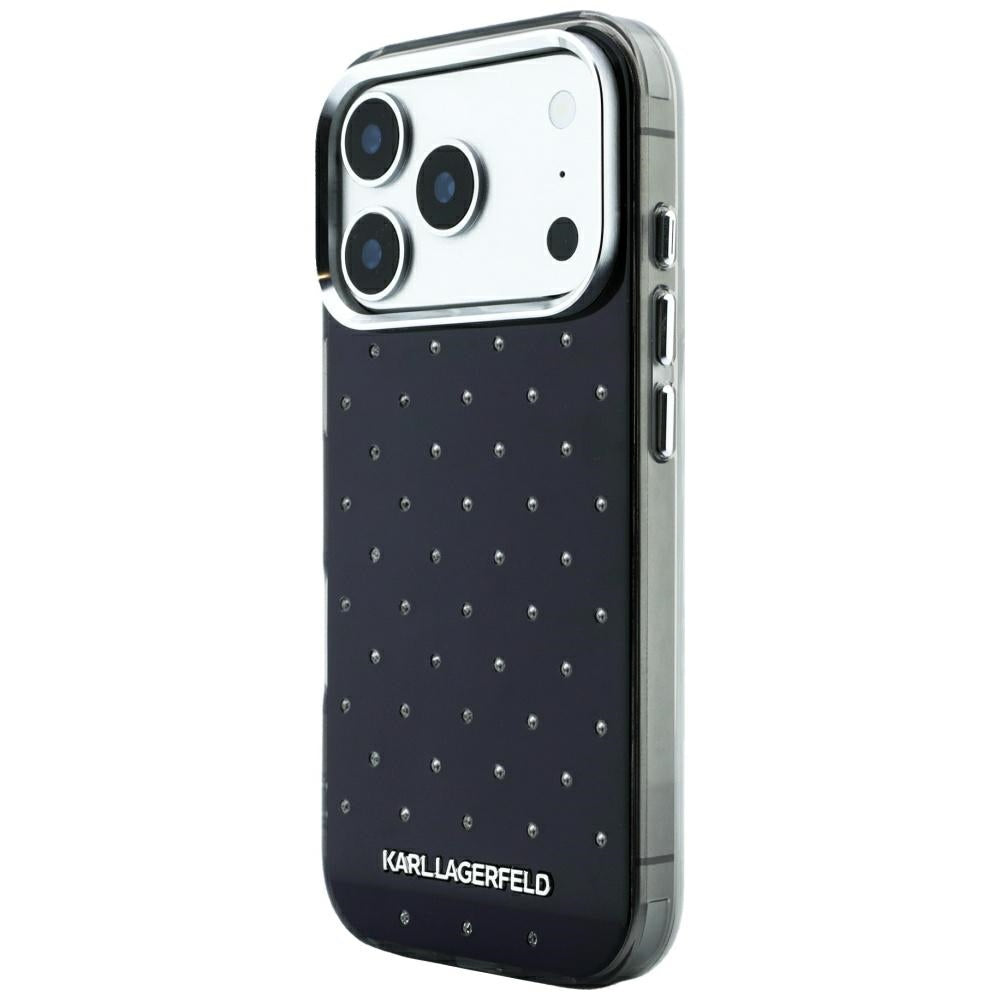Case for Apple iPhone 18 Pro / 17 Pro, Karl Lagerfeld, IML Rhinestones and Electroplated Logo, Black