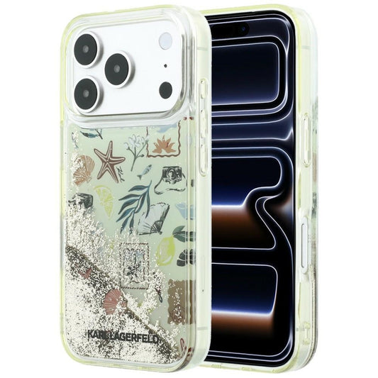 Coque pour Apple iPhone 18 Pro / 17 Pro, Karl Lagerfeld, Liquid Glitter Beach and Sand, Beige