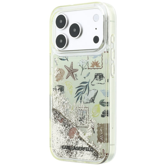 Coque pour Apple iPhone 18 Pro / 17 Pro, Karl Lagerfeld, Liquid Glitter Beach and Sand, Beige