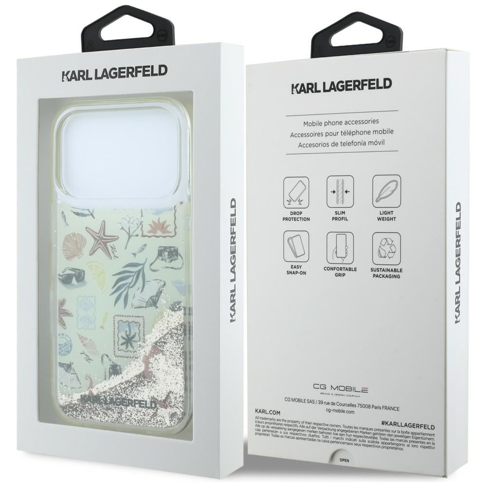 Hülle für Apple iPhone 18 Pro / 17 Pro, Karl Lagerfeld, Liquid Glitter Beach and Sand, Beige