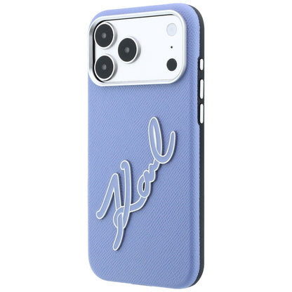 Hülle für Apple iPhone 18 Pro / 17 Pro, Karl Lagerfeld, glattes großes Harz-Signatur-Logo, Blau