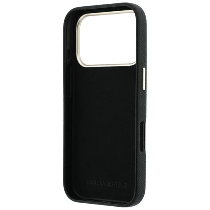 Hülle für Apple iPhone 18 Pro / 17 Pro, Karl Lagerfeld, glattes großes Harz-Signatur-Logo, schwarz