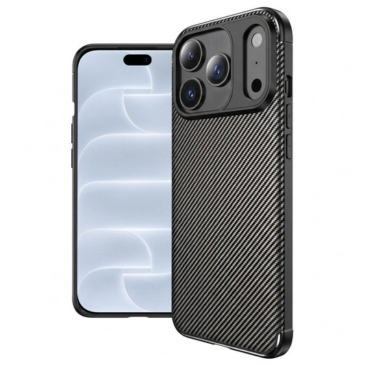 Hoesje voor Apple iPhone 18 Pro / 17 Pro, Techsuit, CarbonFiber, zwart