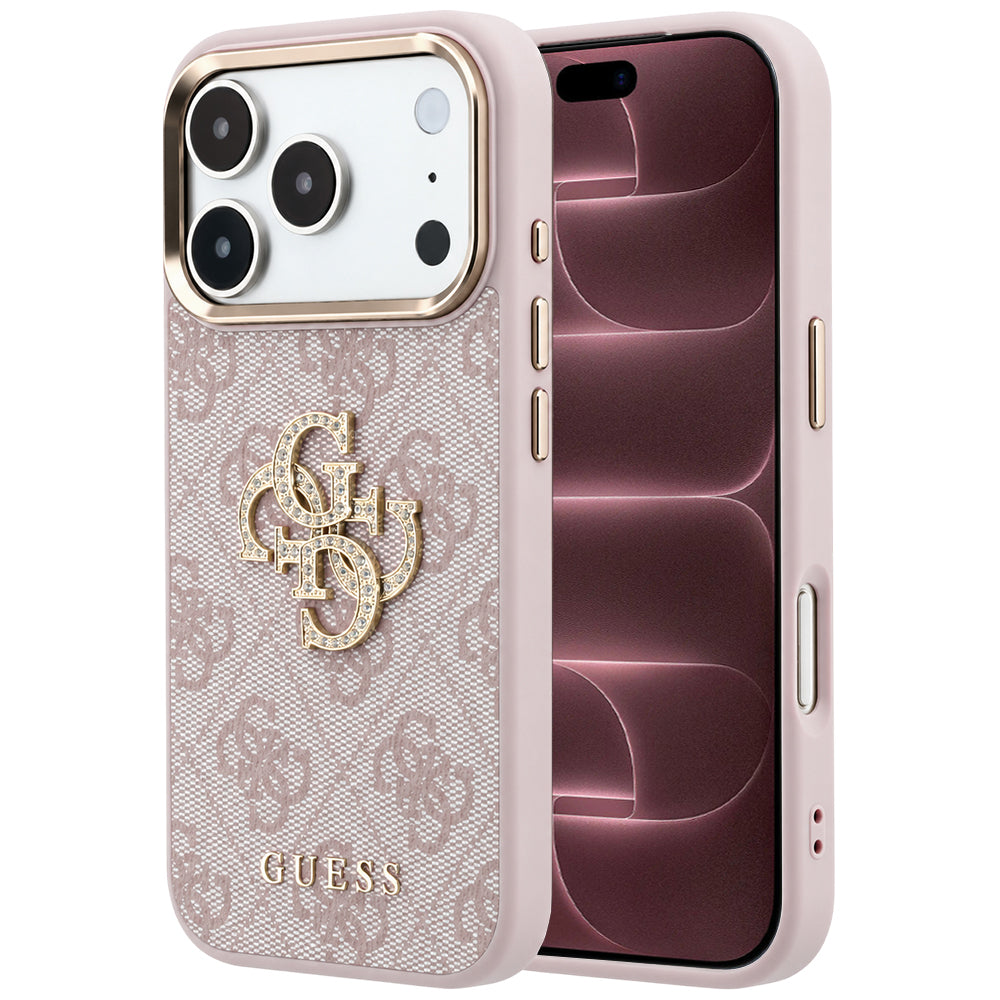Coque pour Apple iPhone 18 Pro Max / 17 Pro Max, Guess, 4G Big Strass Logo, Rose
