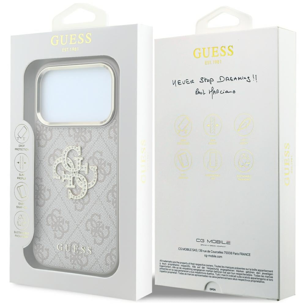 Coque pour Apple iPhone 18 Pro Max / 17 Pro Max, Guess, 4G Big Strass Logo, Rose