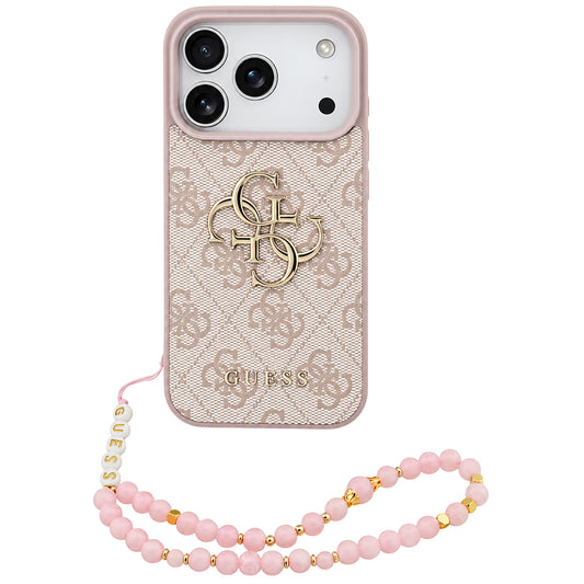 Hülle für Apple iPhone 18 Pro Max / 17 Pro Max, Guess, 4G Classic Logo mit Riemen, Rosa