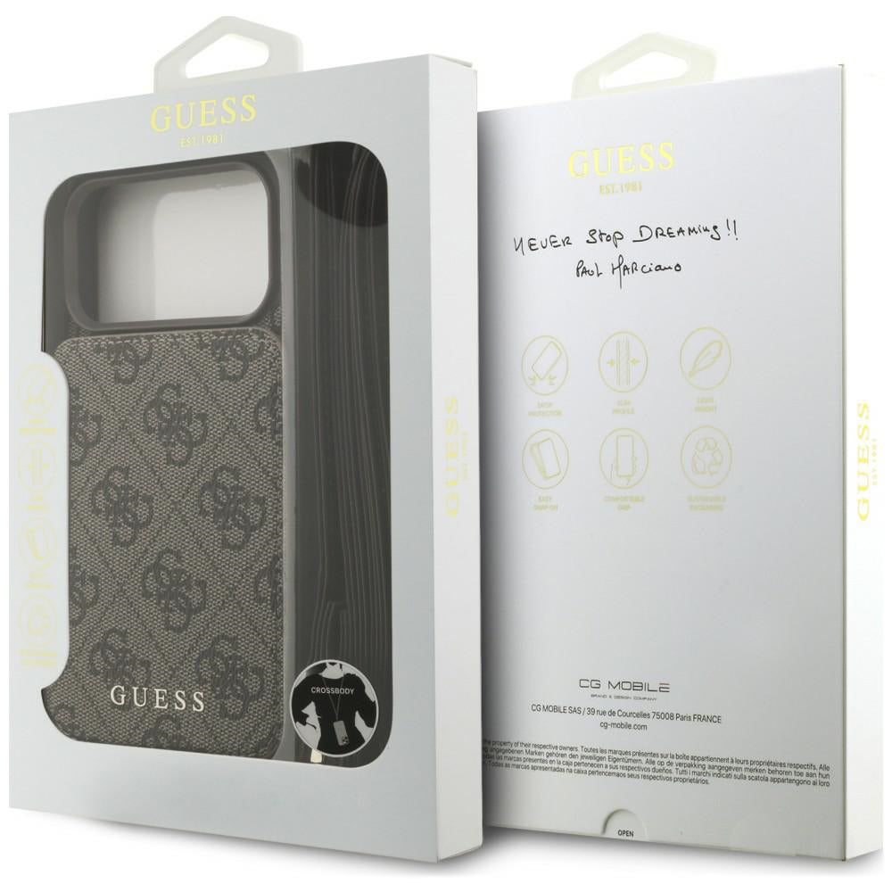 Hülle für Apple iPhone 18 Pro Max / 17 Pro Max, Guess, 4G Crossbody Cardslot, Braun