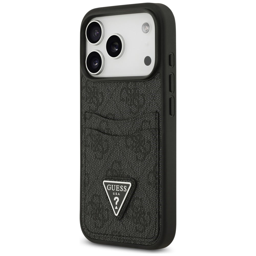 Coque pour Apple iPhone 18 Pro Max / 17 Pro Max, Guess, 4G Double Card Triangle, noire