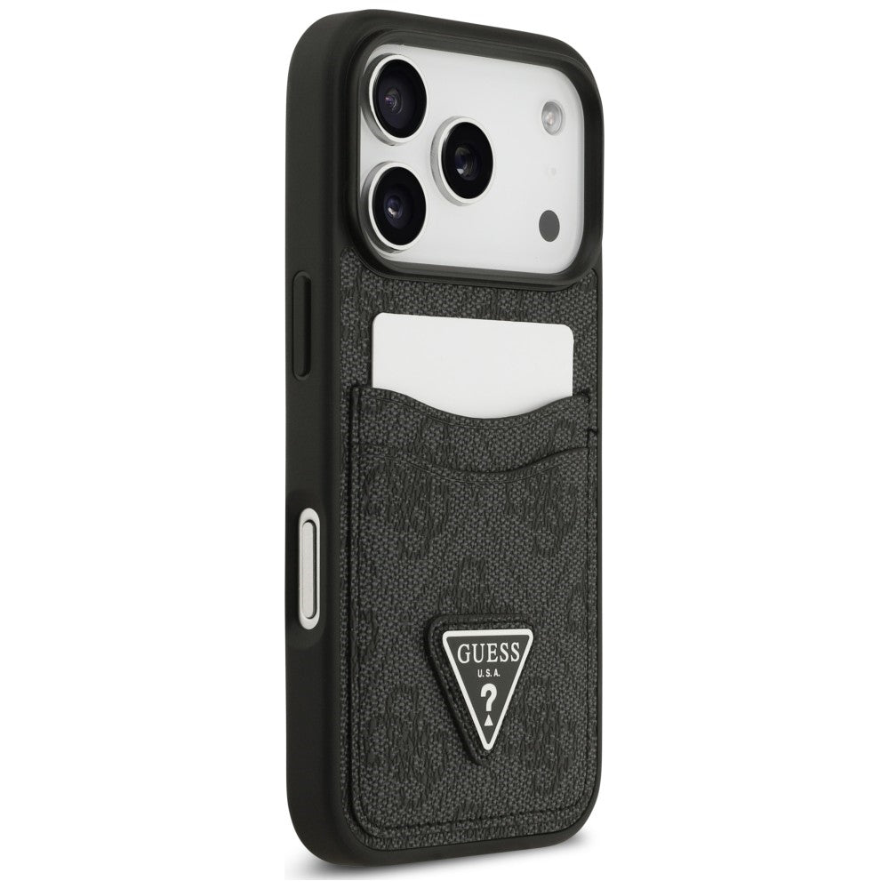 Coque pour Apple iPhone 18 Pro Max / 17 Pro Max, Guess, 4G Double Card Triangle, noire