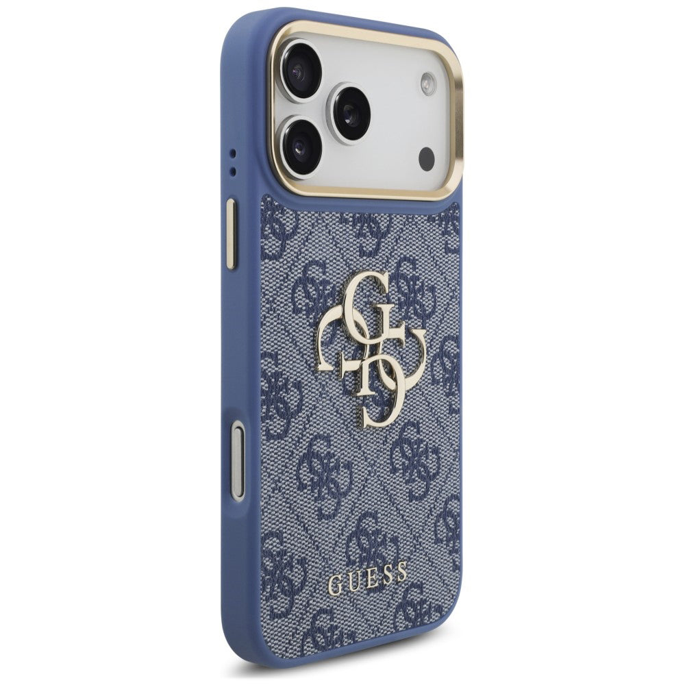 Hülle für Apple iPhone 18 Pro Max / 17 Pro Max, Guess, Big 4G Classic Logo & Big Strap Metal Buttons, Blau