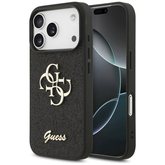Hoes voor Apple iPhone 18 Pro Max / 17 Pro Max, Guess, Fixed Glitter Big 4G, Zwart