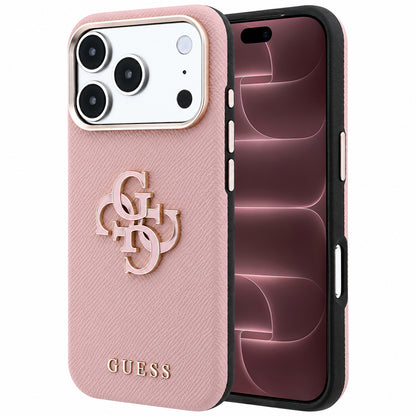 Hülle für Apple iPhone 18 Pro Max / 17 Pro Max, Guess, Geprägtes großes Harzlogo, Rosa