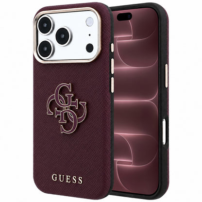 Hoesje voor Apple iPhone 18 Pro Max / 17 Pro Max, Guess, Gegranuleerd Groot Resin Logo, Bordeauxrood