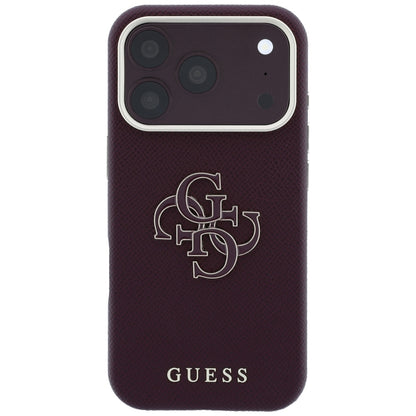 Hoesje voor Apple iPhone 18 Pro Max / 17 Pro Max, Guess, Gegranuleerd Groot Resin Logo, Bordeauxrood