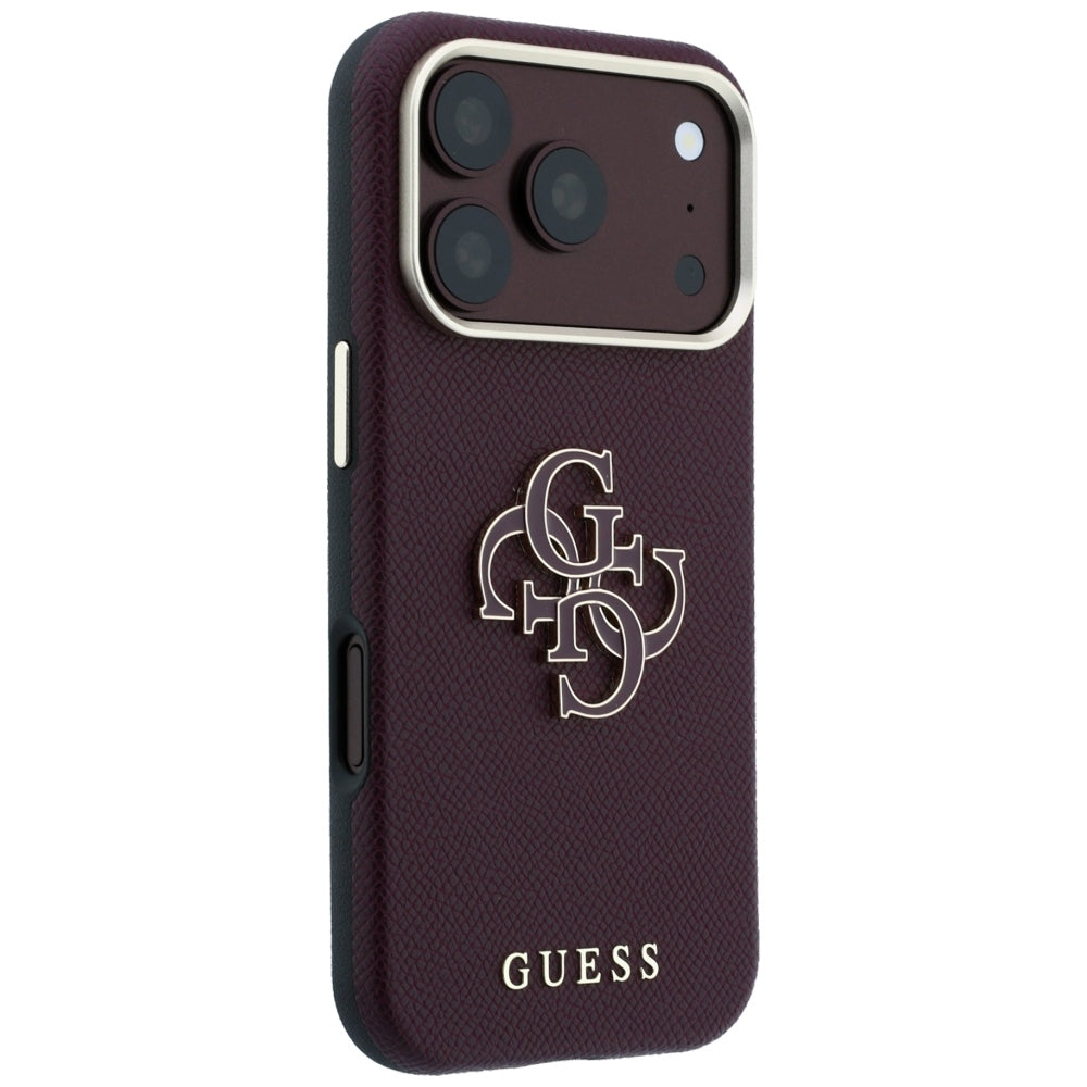 Hoesje voor Apple iPhone 18 Pro Max / 17 Pro Max, Guess, Gegranuleerd Groot Resin Logo, Bordeauxrood