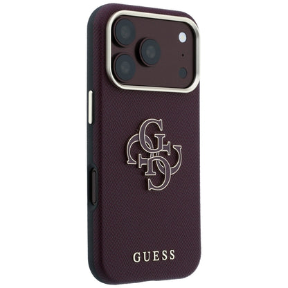 Hoesje voor Apple iPhone 18 Pro Max / 17 Pro Max, Guess, Gegranuleerd Groot Resin Logo, Bordeauxrood