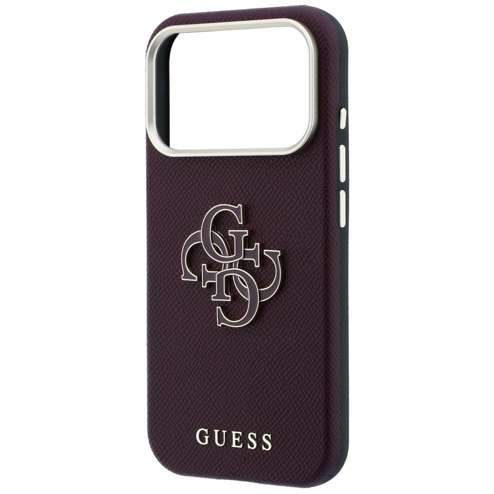 Hoesje voor Apple iPhone 18 Pro Max / 17 Pro Max, Guess, Gegranuleerd Groot Resin Logo, Bordeauxrood
