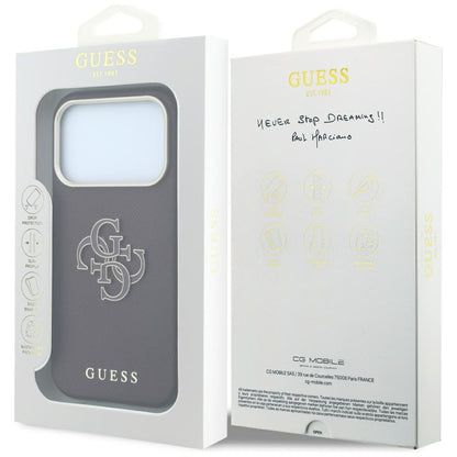 Hoesje voor Apple iPhone 18 Pro Max / 17 Pro Max, Guess, Gegranuleerd Groot Resin Logo, Bordeauxrood