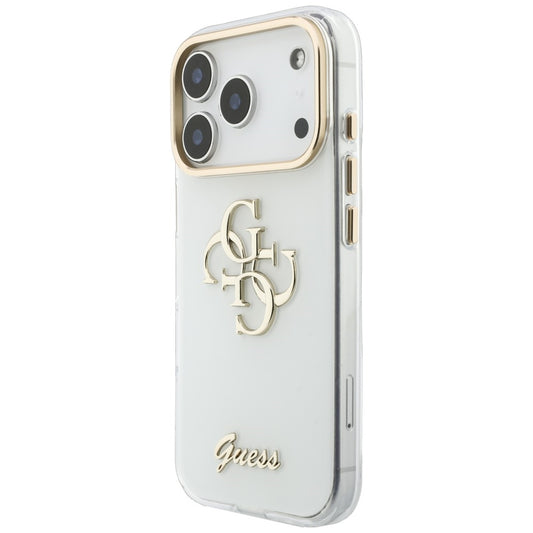 Hoesje voor Apple iPhone 18 Pro Max / 17 Pro Max, Guess, IML 4G Metal Script, Wit